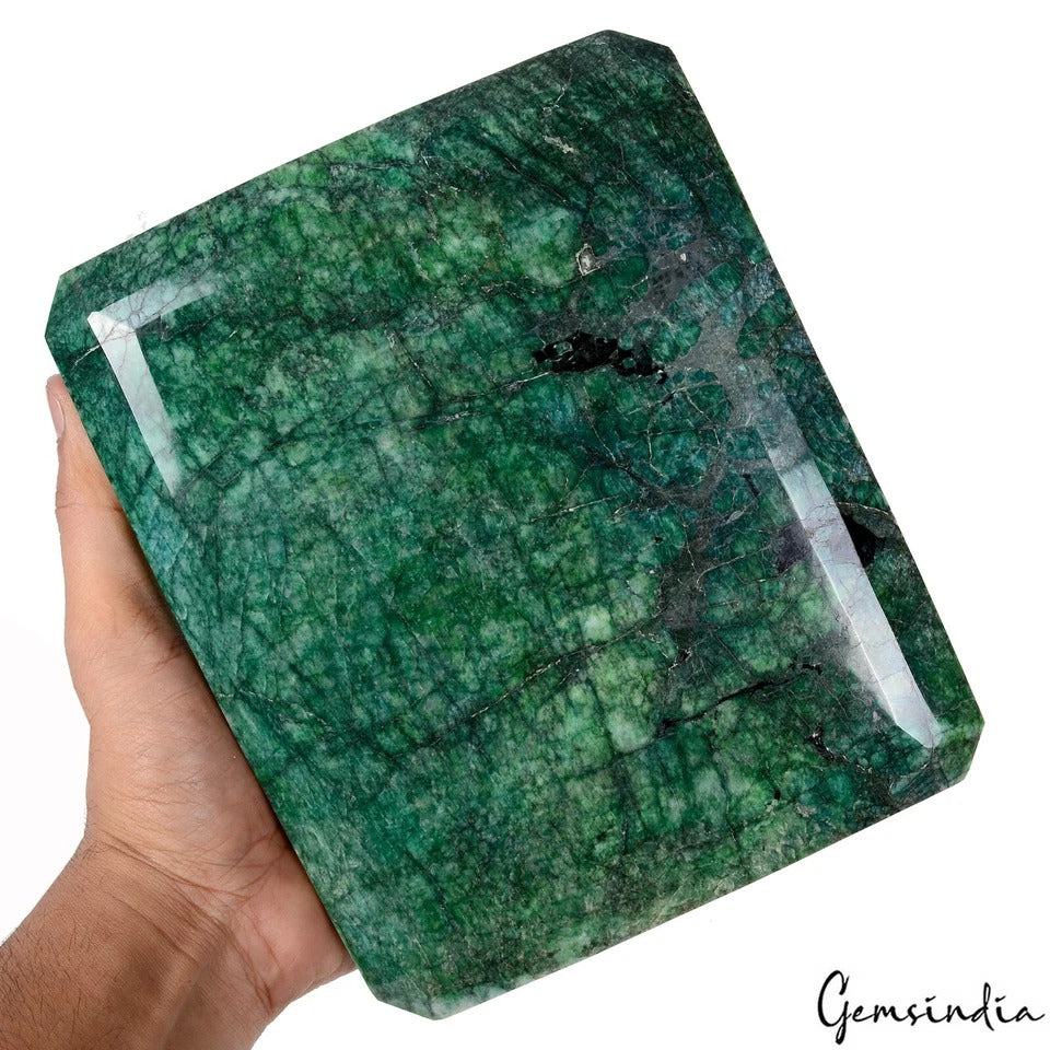 Brazilian Emerald Loose Gemstone, Octagon Cut, Color Enhanced — 8x6.5x2.5 Inch, 22700 Ct (4.54 Kg), Brazil
