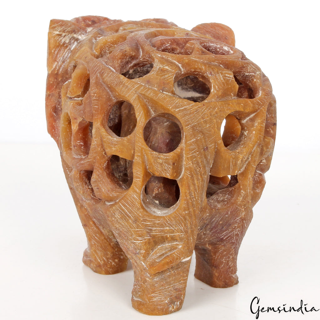 Soapstone Elephant Figurine — 79x65x57mm, 1240 Ct