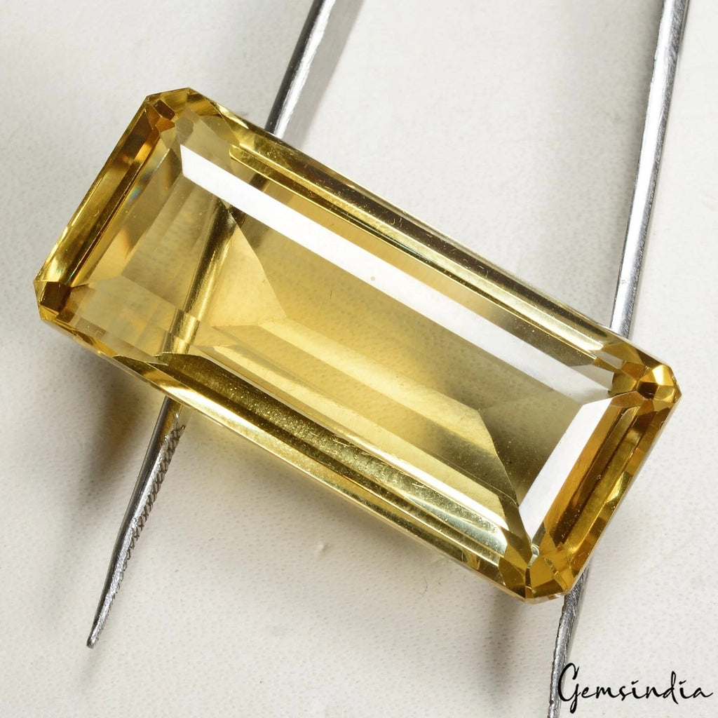 Natural 56.70 Ct Octagon Cut Unheated Yellow Citrine Brazil Big Gemstone 34x15mm