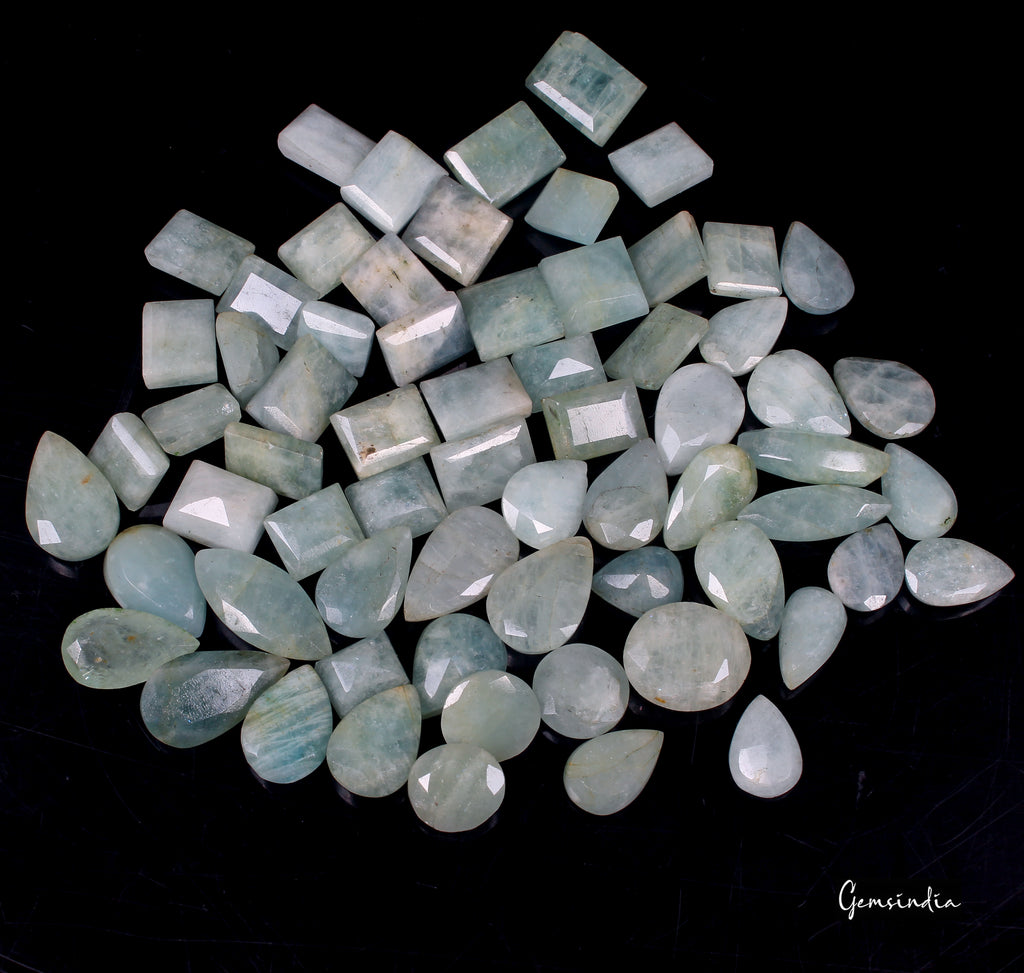 Aquamarine Lot, Loose Gemstone, Untreated, Blue — 66 Pieces, 12mm to 26mm, 800 Ct, Brazil
