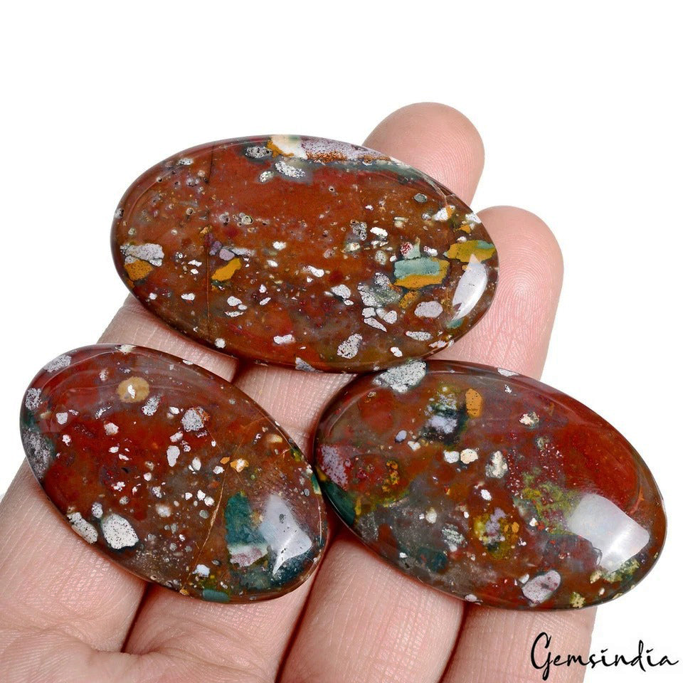 191.60 Ct/3 Pcs Natural Untreated Bloodstone Jasper Oval Cab Pendant Size Gems