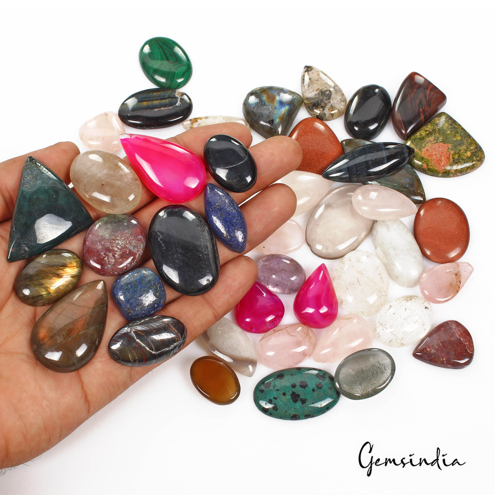 1400 Ct/42Pcs Natural Multi Color Treated & untreated Mix Cab Gems Wholesale Lot