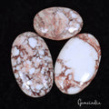 Turquoise Lot, Cabochon, Untreated, White — 3 Pieces, 24mm to 33mm, 96.00 Ct, India