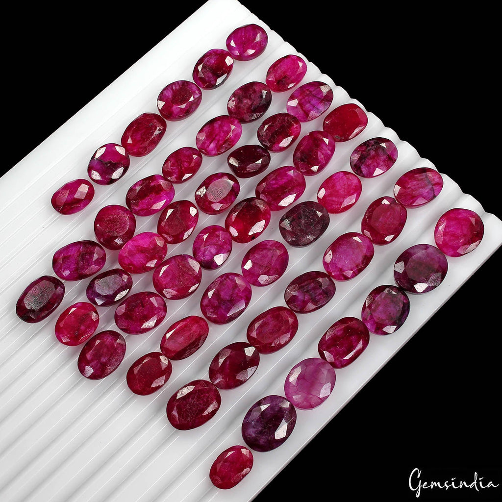 500 Cts/51 Pcs Natural Red USA Beryl Bixbite Oval Cut Loose Gems Lot For Jewelry