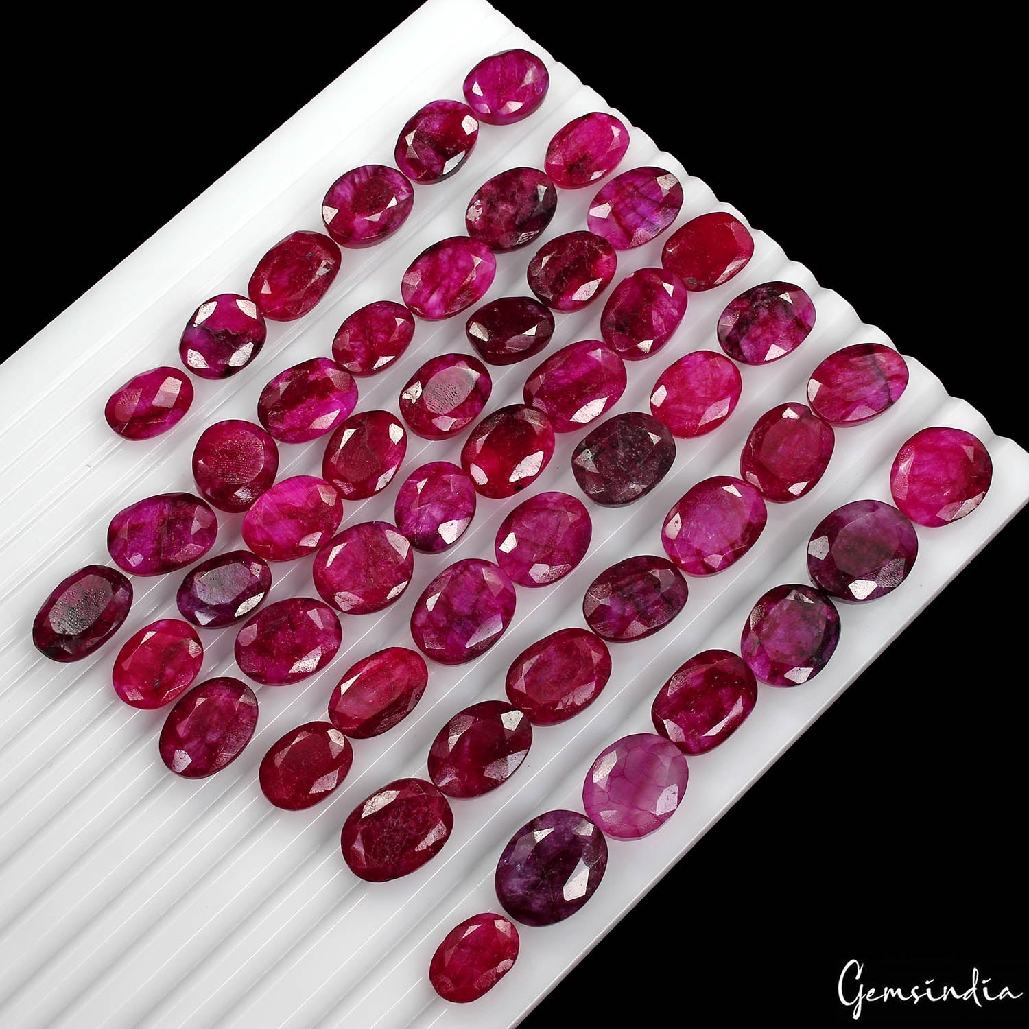 500 Cts/51 Pcs Natural Red USA Beryl Bixbite Oval Cut Loose Gems Lot For Jewelry