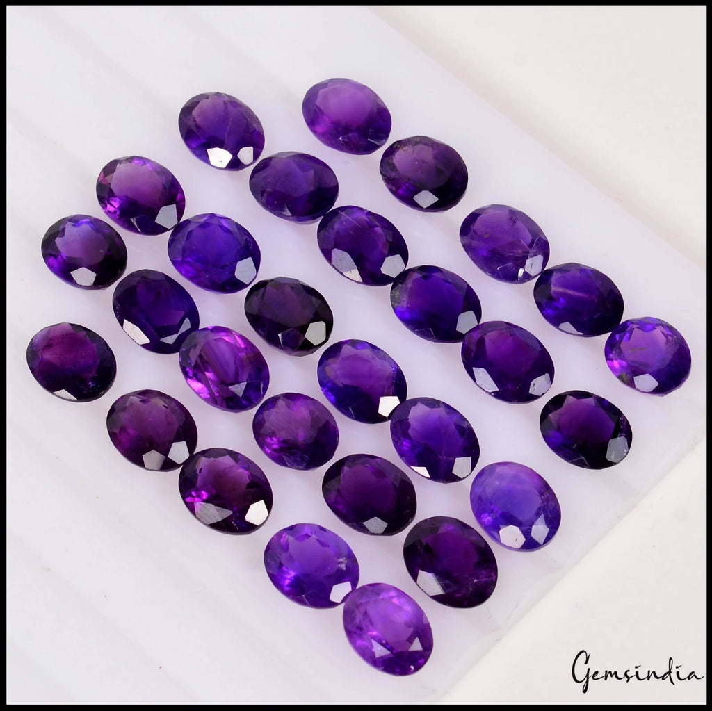 Amethyst Loose Gemstone, Untreated, Purple — 8mm to 9mm, 51.30 Ct