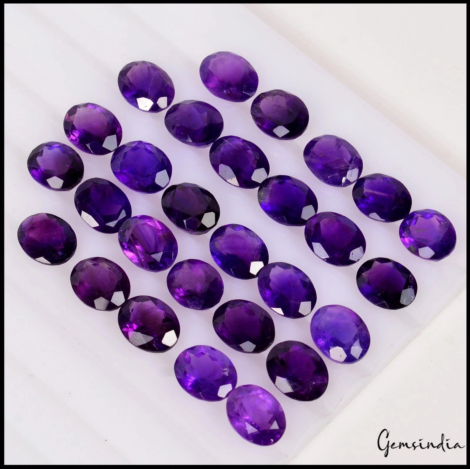 Amethyst Loose Gemstone, Untreated, Purple — 8mm to 9mm, 51.30 Ct