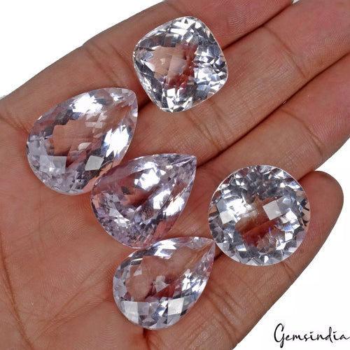 Amethyst Lot, Loose Gemstone, Untreated, Lavender — 5 Pieces, 19mm, 181.00 Ct, India