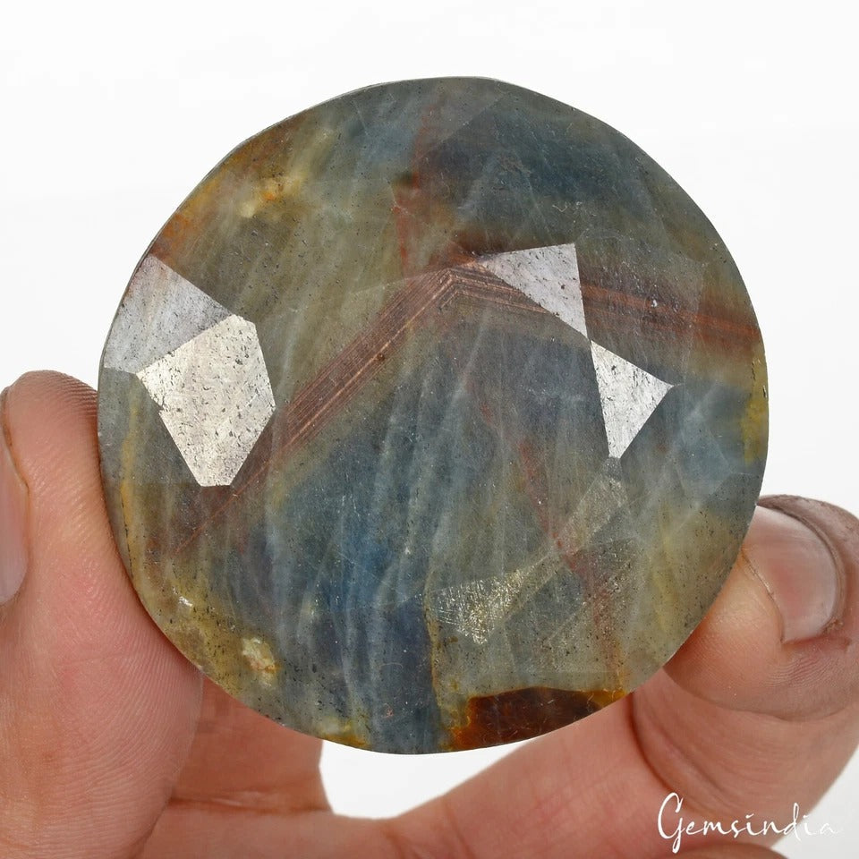 Certified 550 Cts Natural Untreated Bi Color Sapphire Round Cut Loose Huge Gem