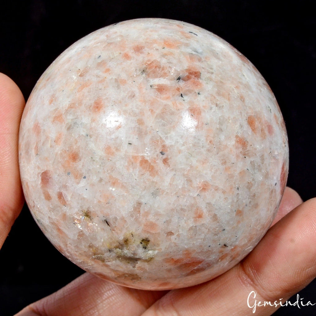 Natural Untreated Sunstone Healing Crystal Mineral Sphere Gem With Stand 1800 Ct