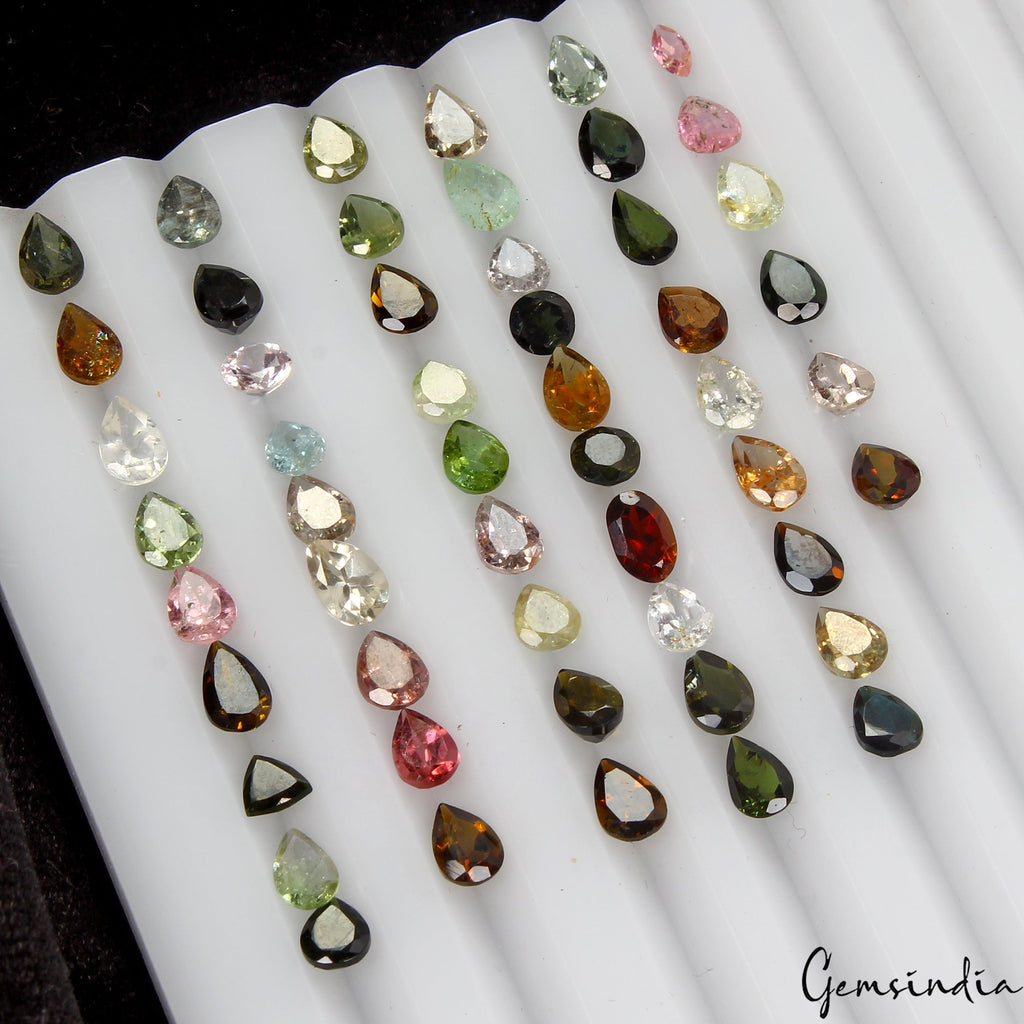 19.60 Cts/52 Pcs Natural Untreated Multi-Color Tourmaline Mix Cut Loose Gems Lot