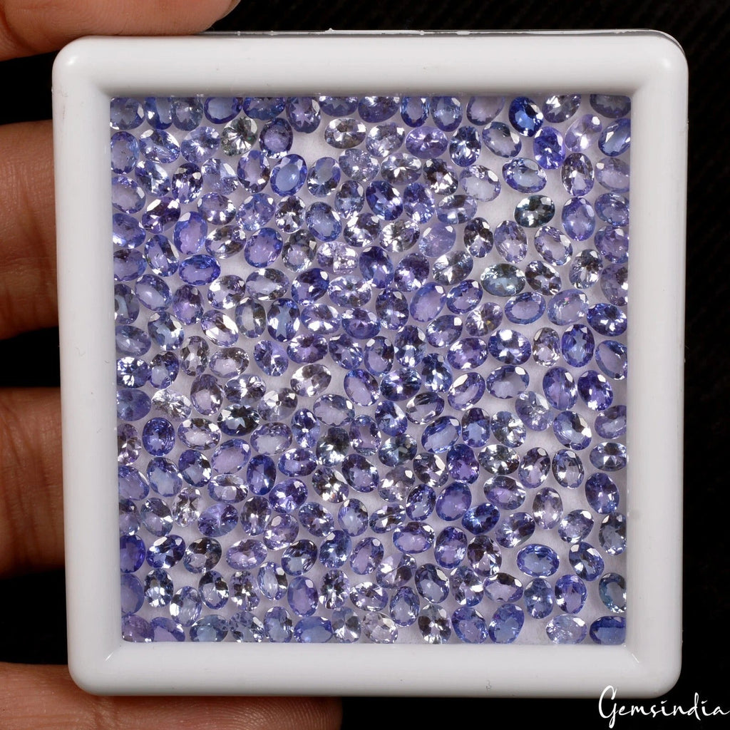Certified 50 Cts Natural Violet Blue Tanzanite Oval Cut Loose Gems 320 Pcs/4x3mm