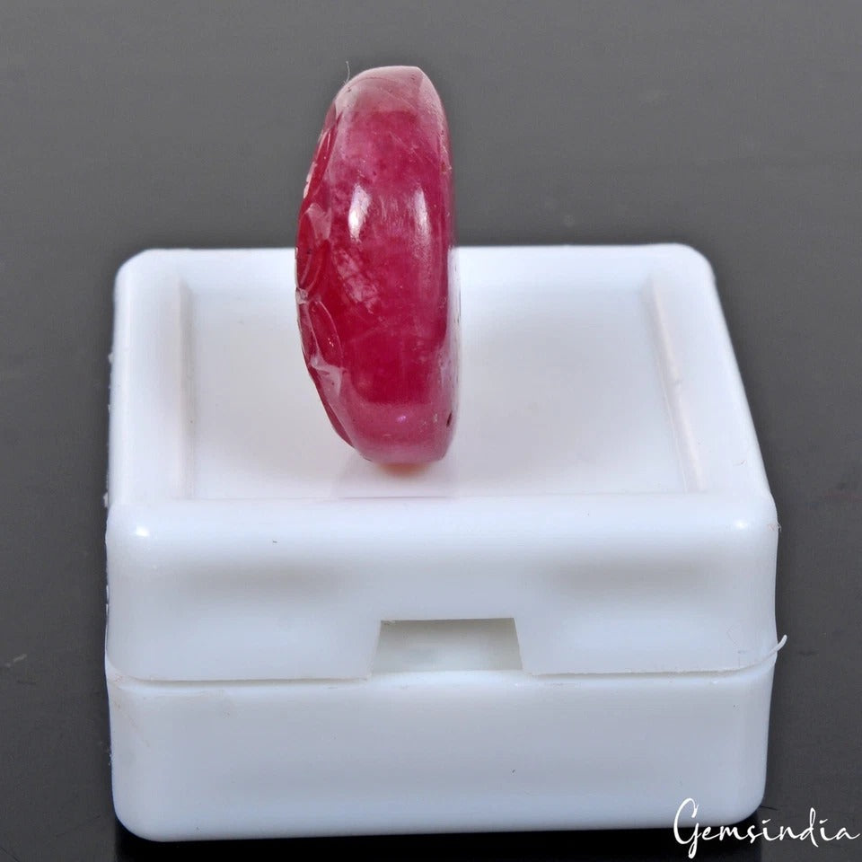 26.80 Ct Certified Natural Mozambique Ruby Round AAA Hand Carving Loose Gemstone