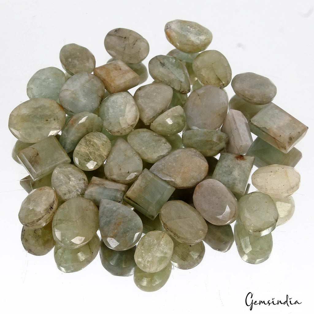 400 Cts Natural Green Beryl Aquamarine Mix cut Loose Untreated Gemstones~ 35 Pcs