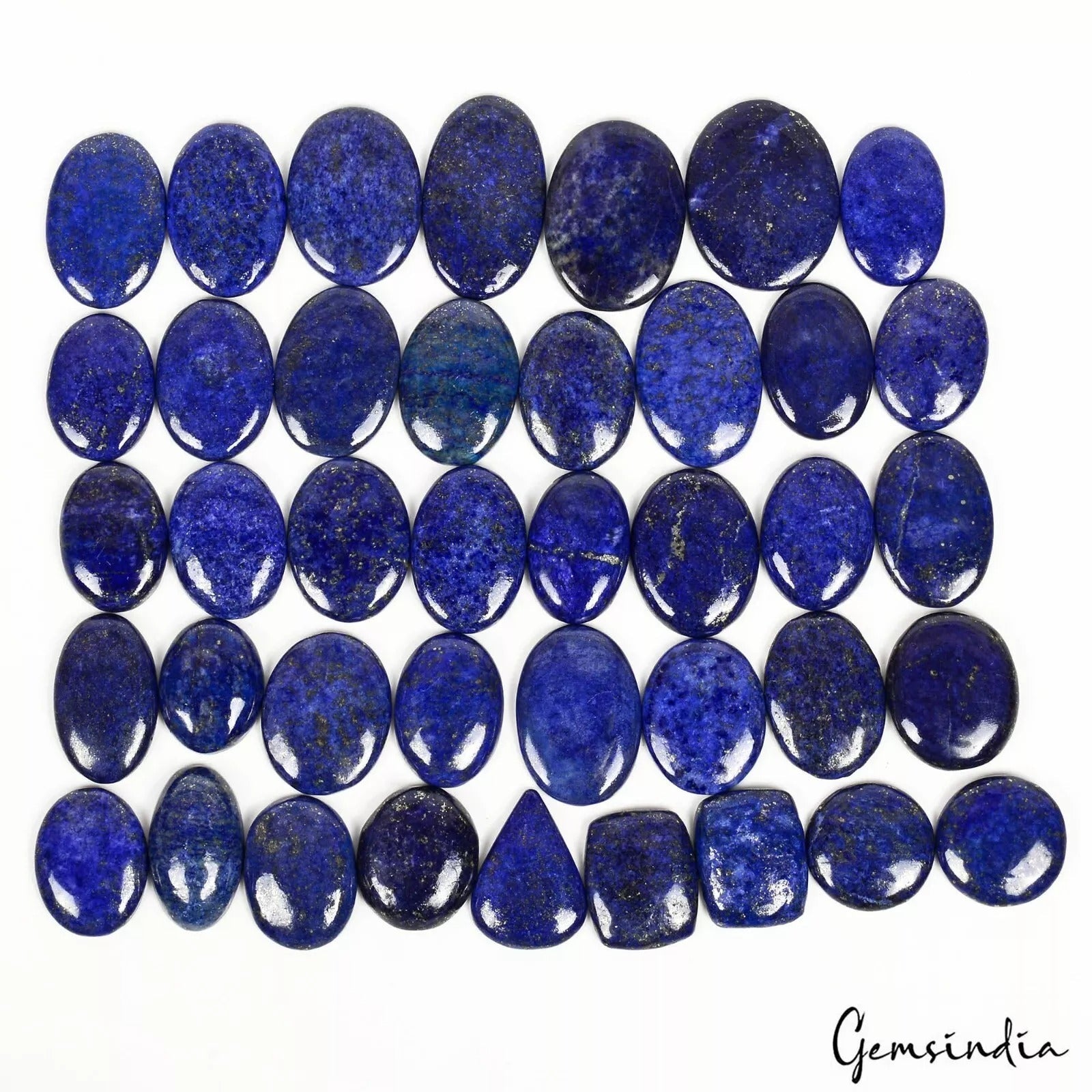40 Pcs Natural Blue Lapis Lazuli Mix Cabochon Loose 22-36mm Gemstones Lot~1240Ct