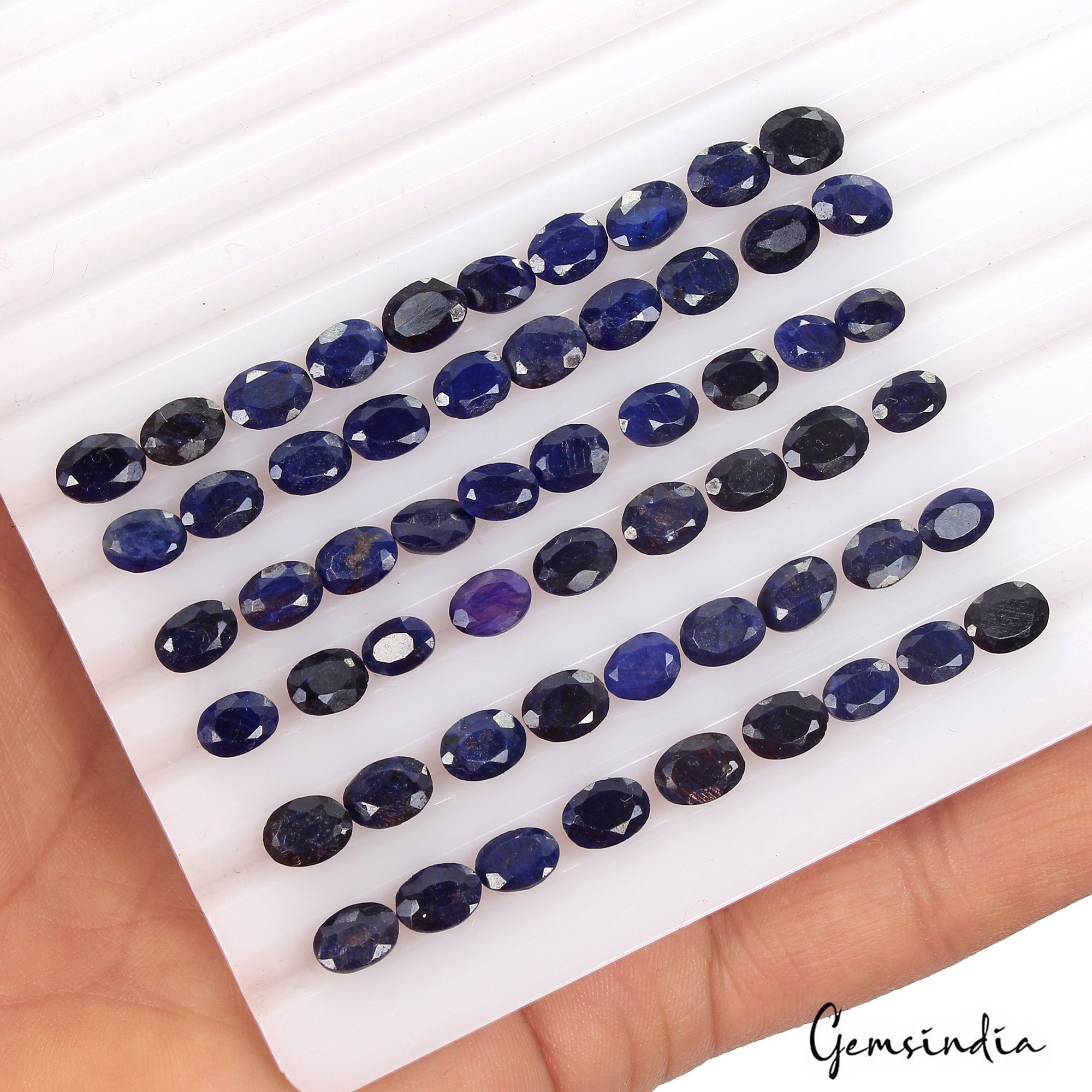65.40 Ct Natural Blue Sapphire Oval Faceted Loose Gems Lot 57 Pcs For Jewelry