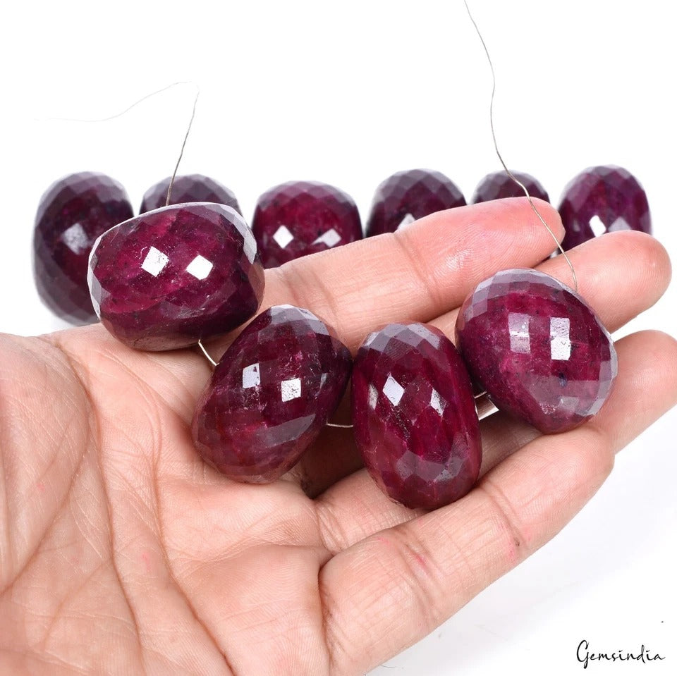2140 Ct Natural Red Ruby Round Checker Cut Earth Mined Loose Drilled Beads Gems