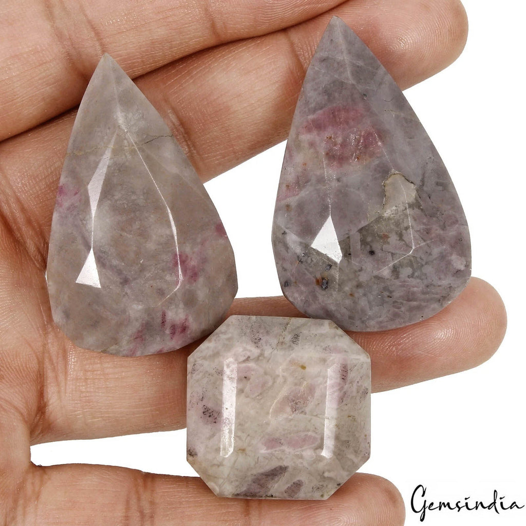 500 Ct/3 Pcs Natural Untreated Ruby in Crystal Matrix Mix Cut Loose Gemstones