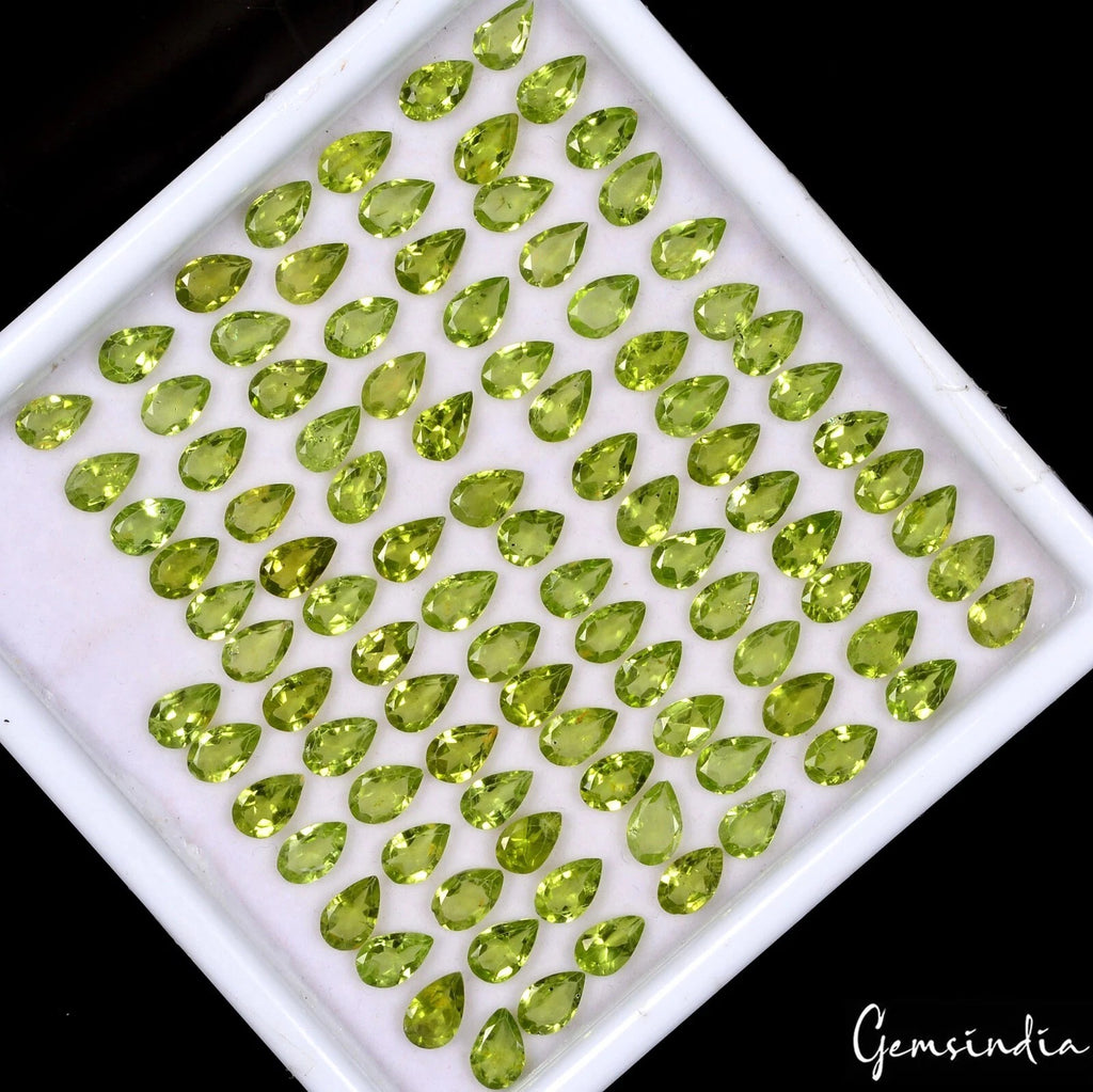 Peridot Lot, Loose Gemstone, Untreated, Green — 99 Pieces, 8x5mm, 80.00 Ct