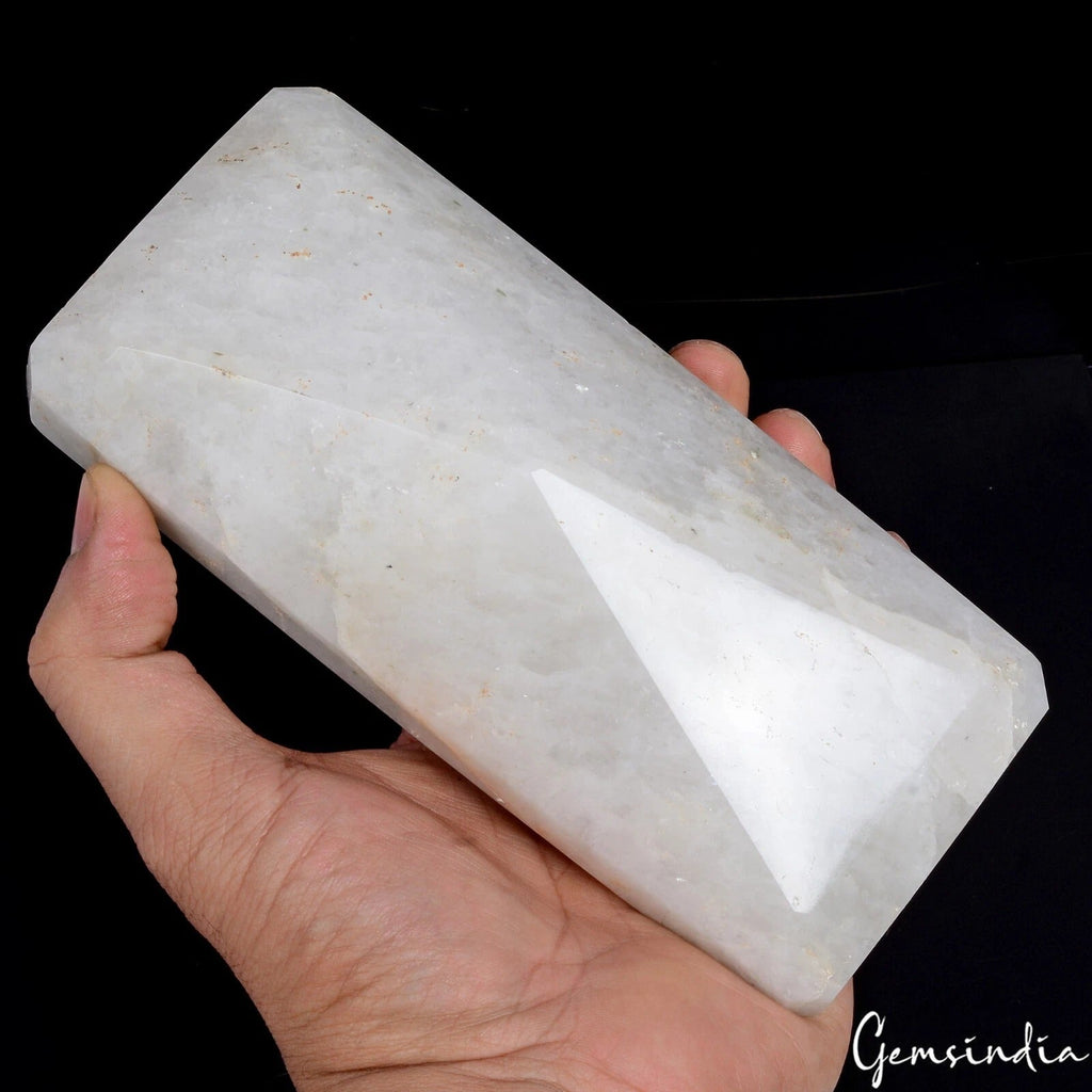 Large 1.03 Kilo Natural Untreated White Quartz Healing Earth Mined Octagon Gems