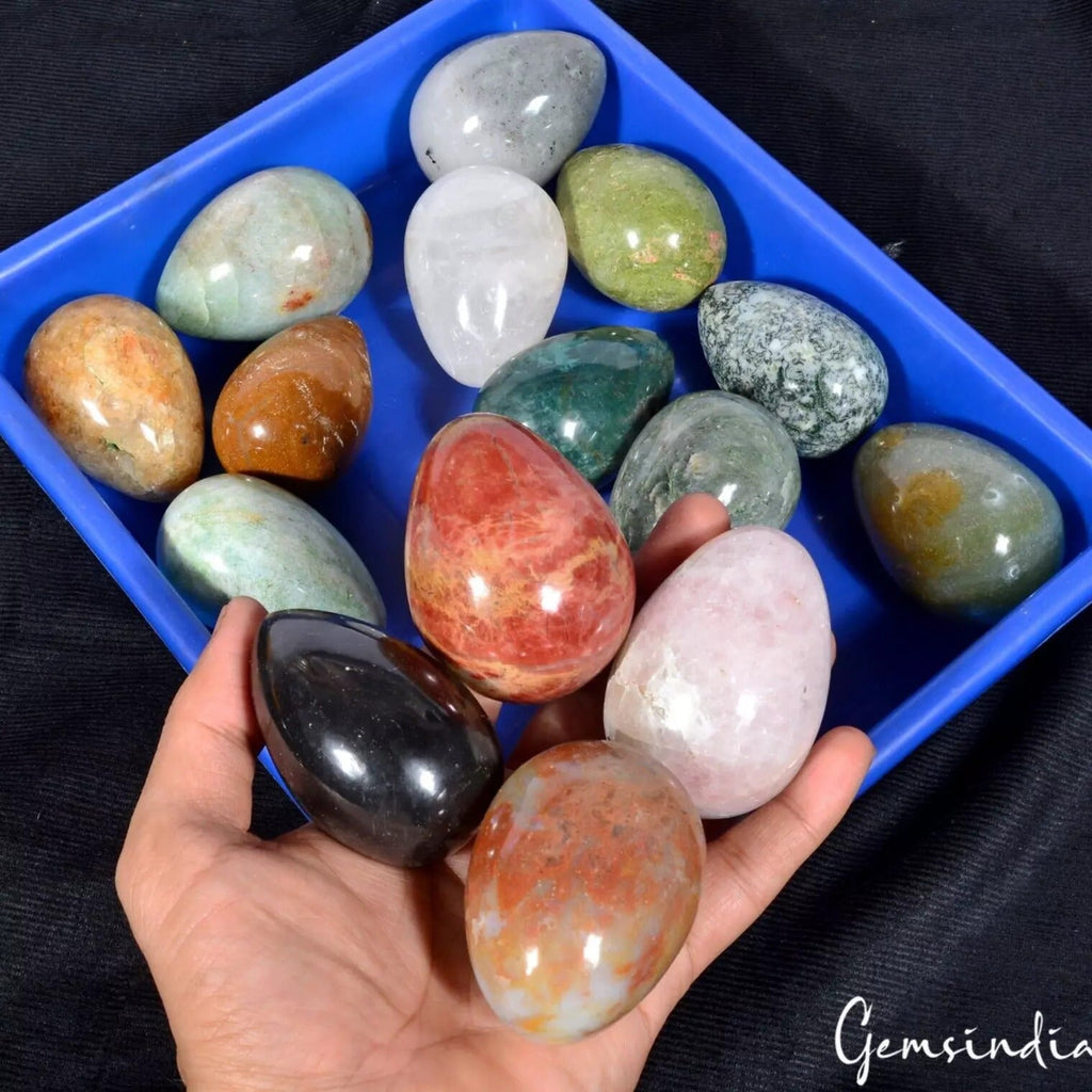 2.7 Kg Natural Untreated Multi Gemstone Egg Healing Crystal Mineral Gems Lot 15P
