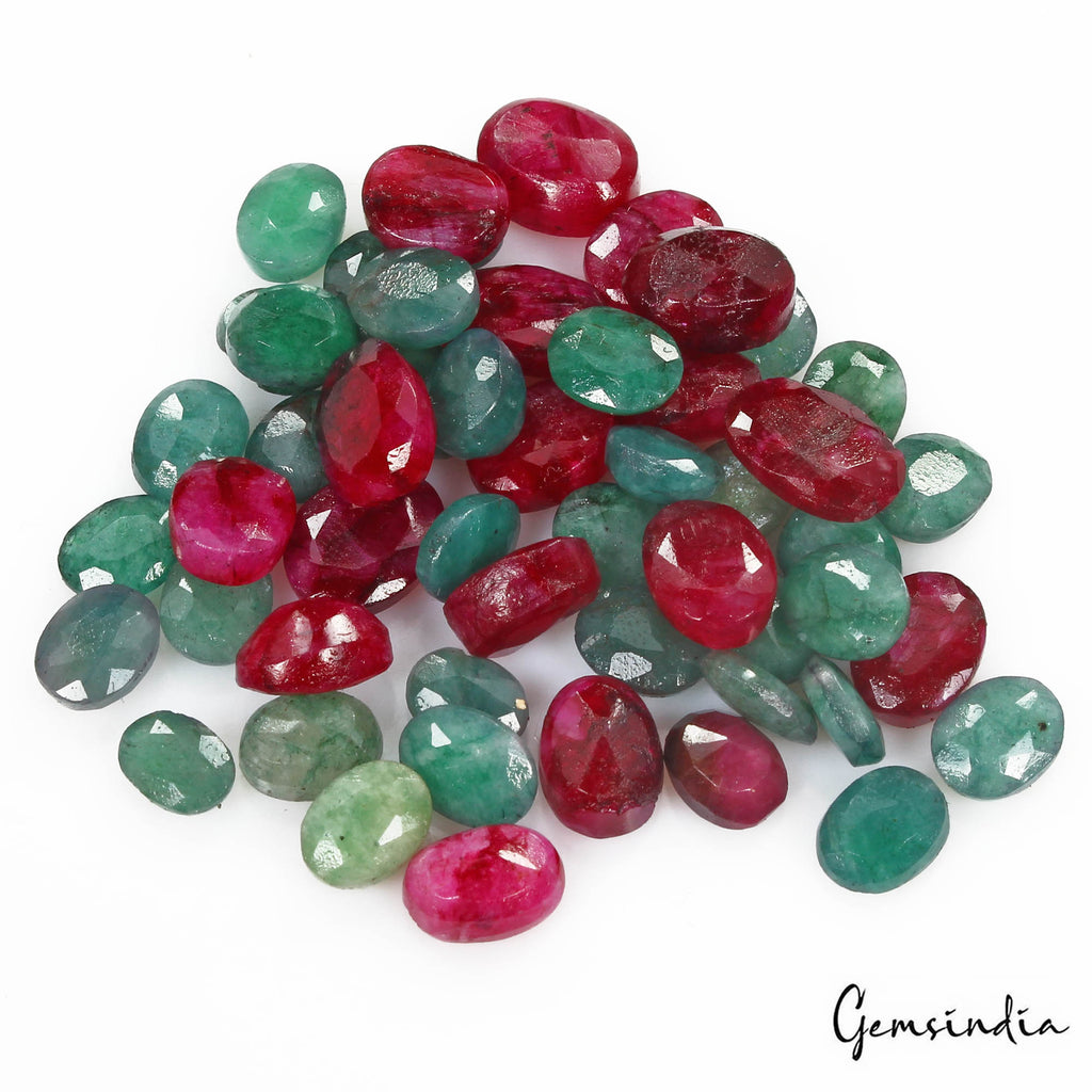Red Beryl Lot, Loose Gemstone, Color Enhanced, Green — 22 Pieces, 7mm to 11mm, 92.80 Ct, India
