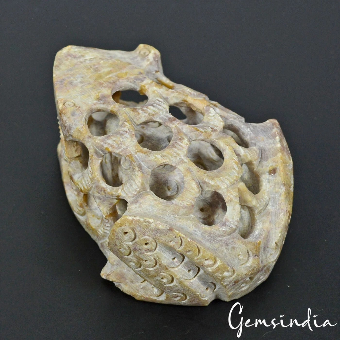 715 Cts Hand Carved Huge Soap Stone Frog-Mother with Baby Frog Inside Sculpture