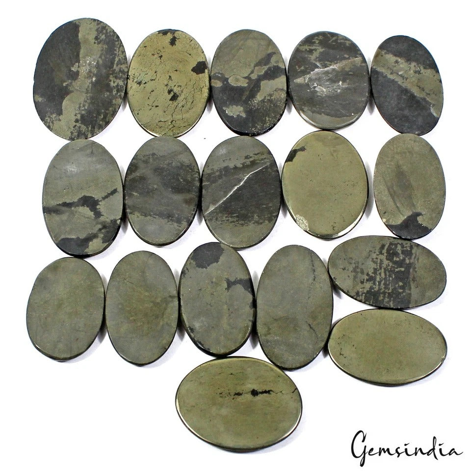 1000 Ct/17 Pcs Natural Untreated Peru Apache Gold Pyrite Mix Cabochon Gemstones