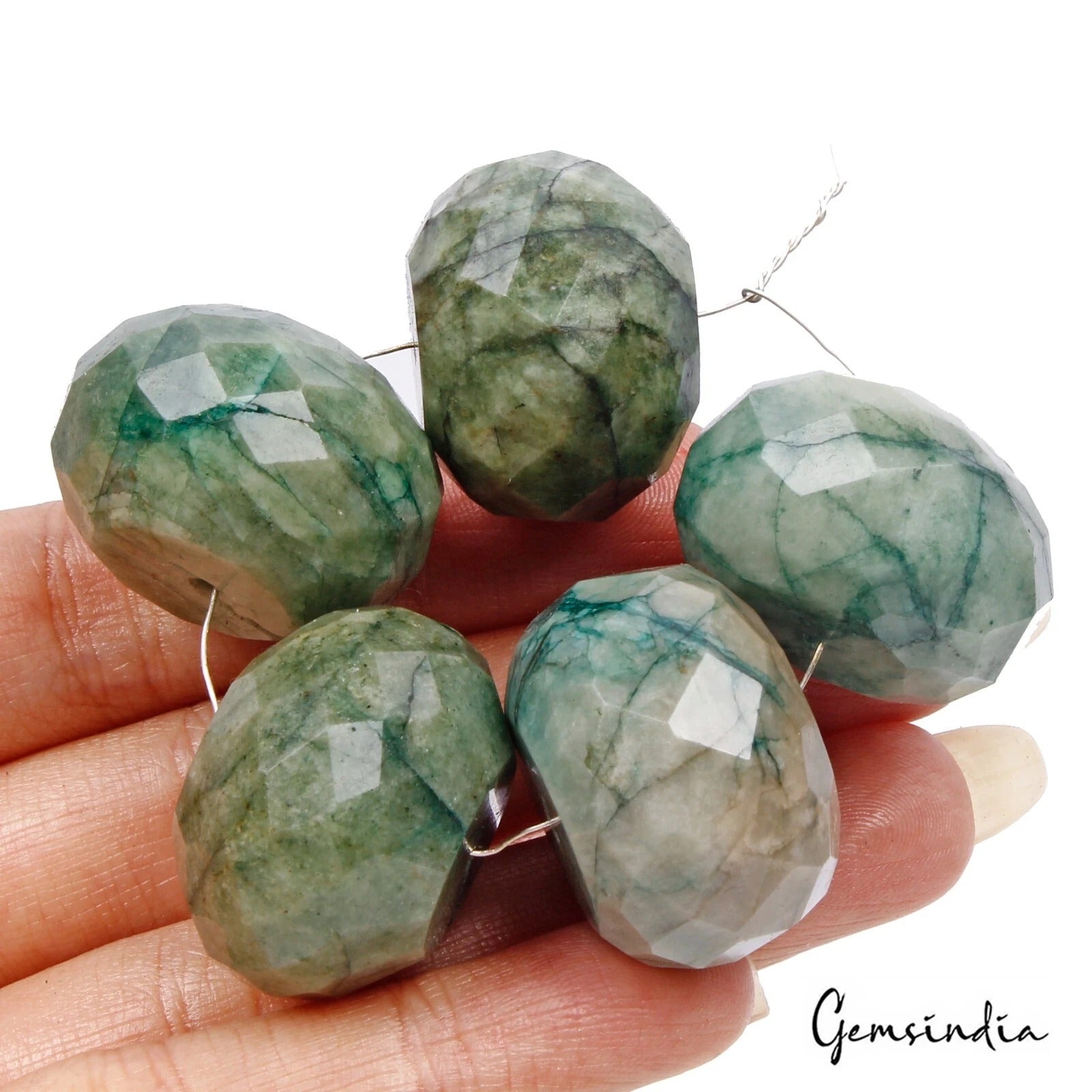 Emerald Beaded Strand, Color Enhanced, Green — 25mm to 26mm, 460 Ct, Brazil