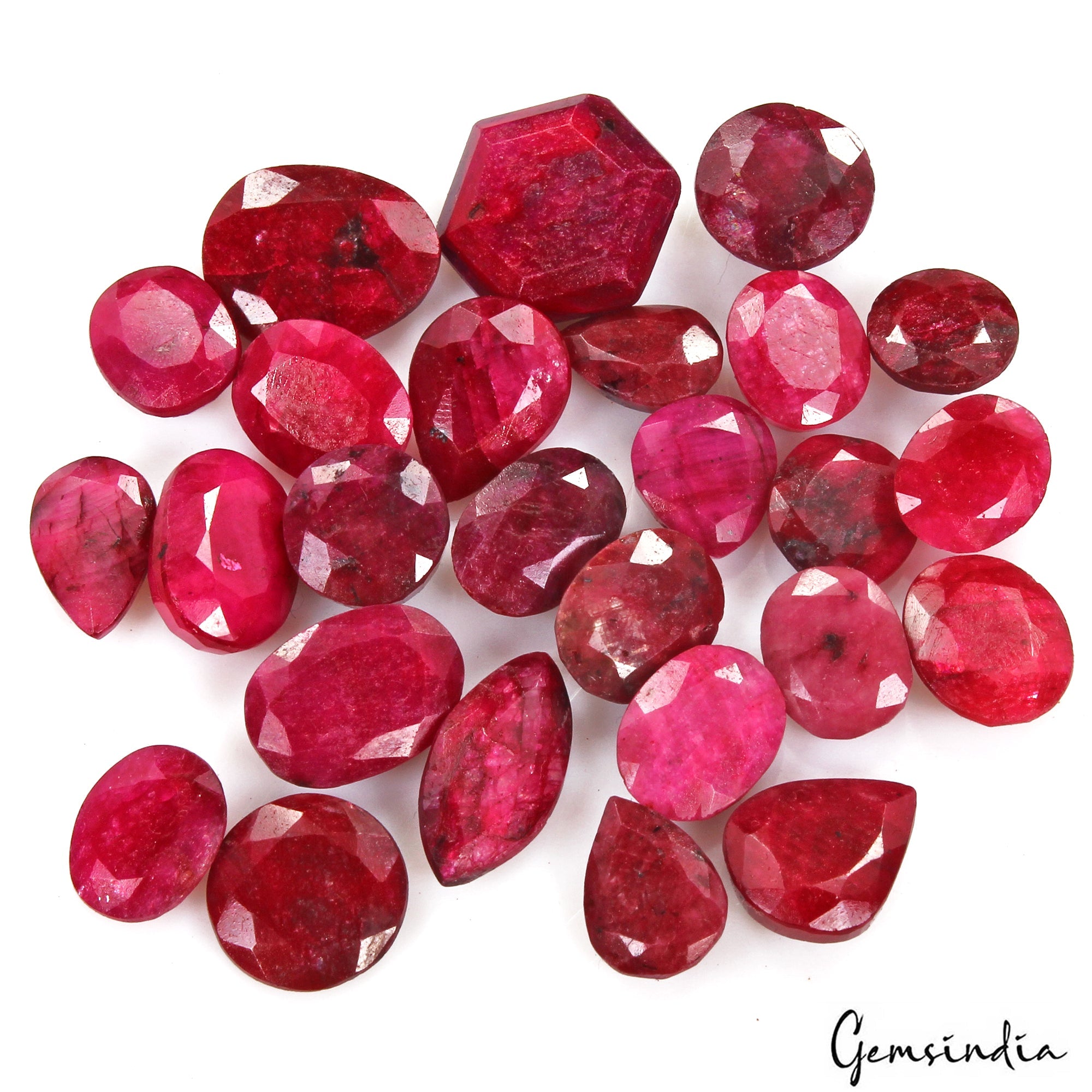 Certified 237 Cts/26 Pcs Natural African Red Ruby Mix Cut Loose Gems For Jewelry