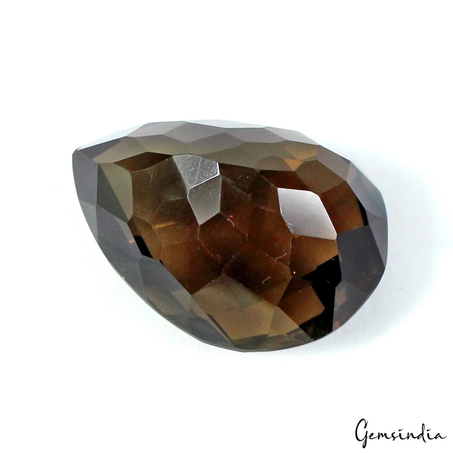 Certified 75 Cts Natural Untreated Brown Smoky Quartz Pear Checker Cut Loose Gem