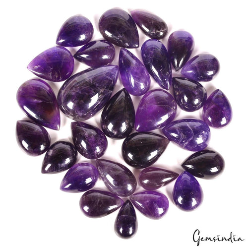 Amethyst Lot, Cabochon, Untreated, Purple — 28 Pieces, 19mm to 34mm, 550 Ct, Madagascar