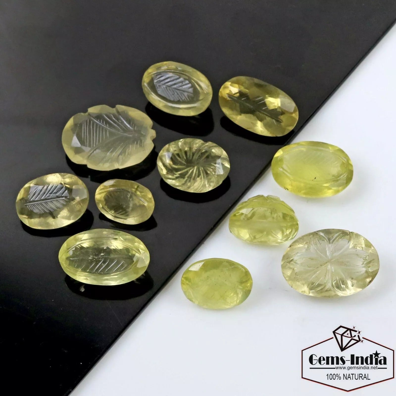 197.80Ct Natural Lemon Quartz Citrine Beautiful Carving Mix Shape Untreated Gems