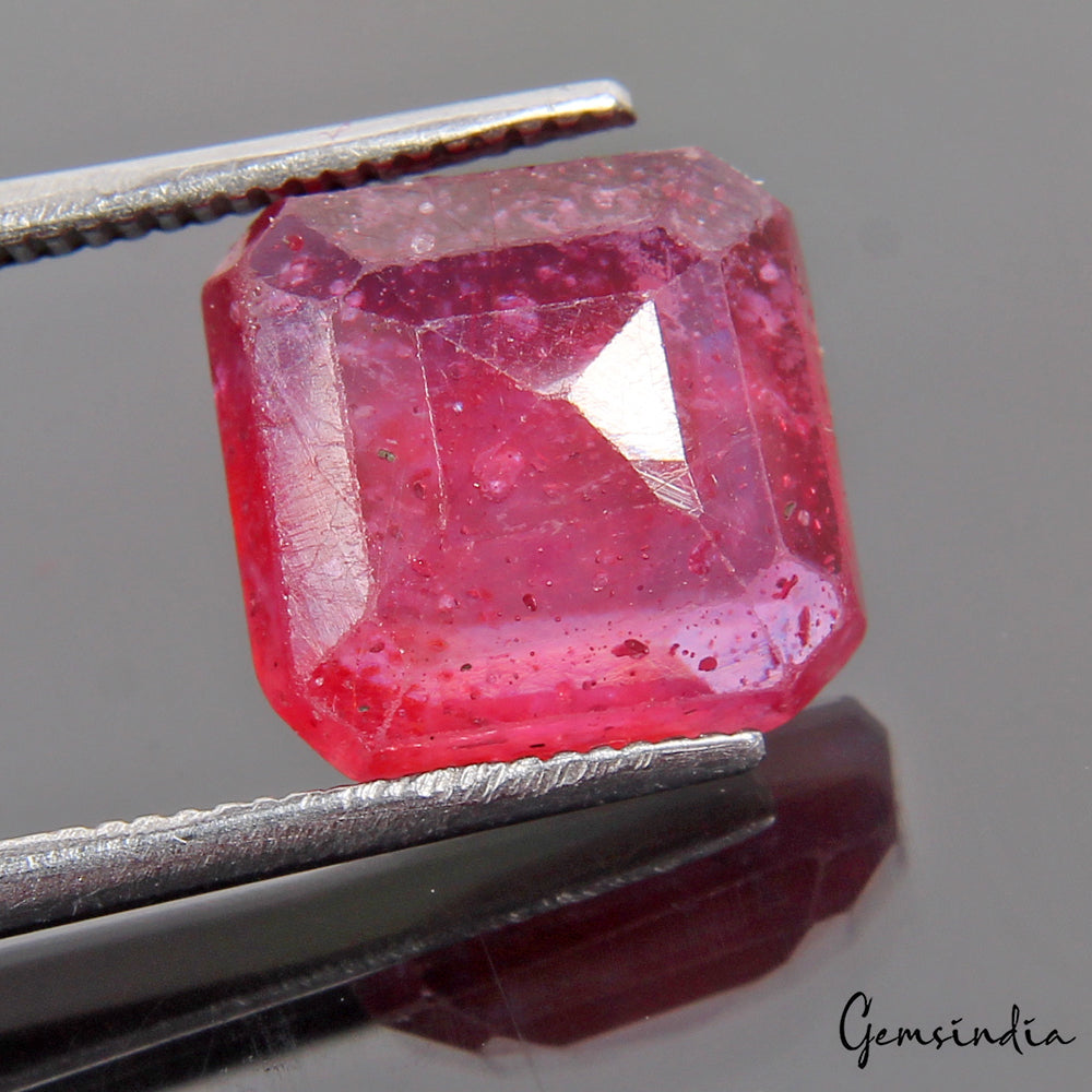 6.30 Ct Certified Natural Mozambique Ruby Octagon Cut Loose Ring Size Gemstone