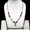 129.50 Ct Natural Red Ruby & Green Emerald Beaded Handmade Necklace For Women