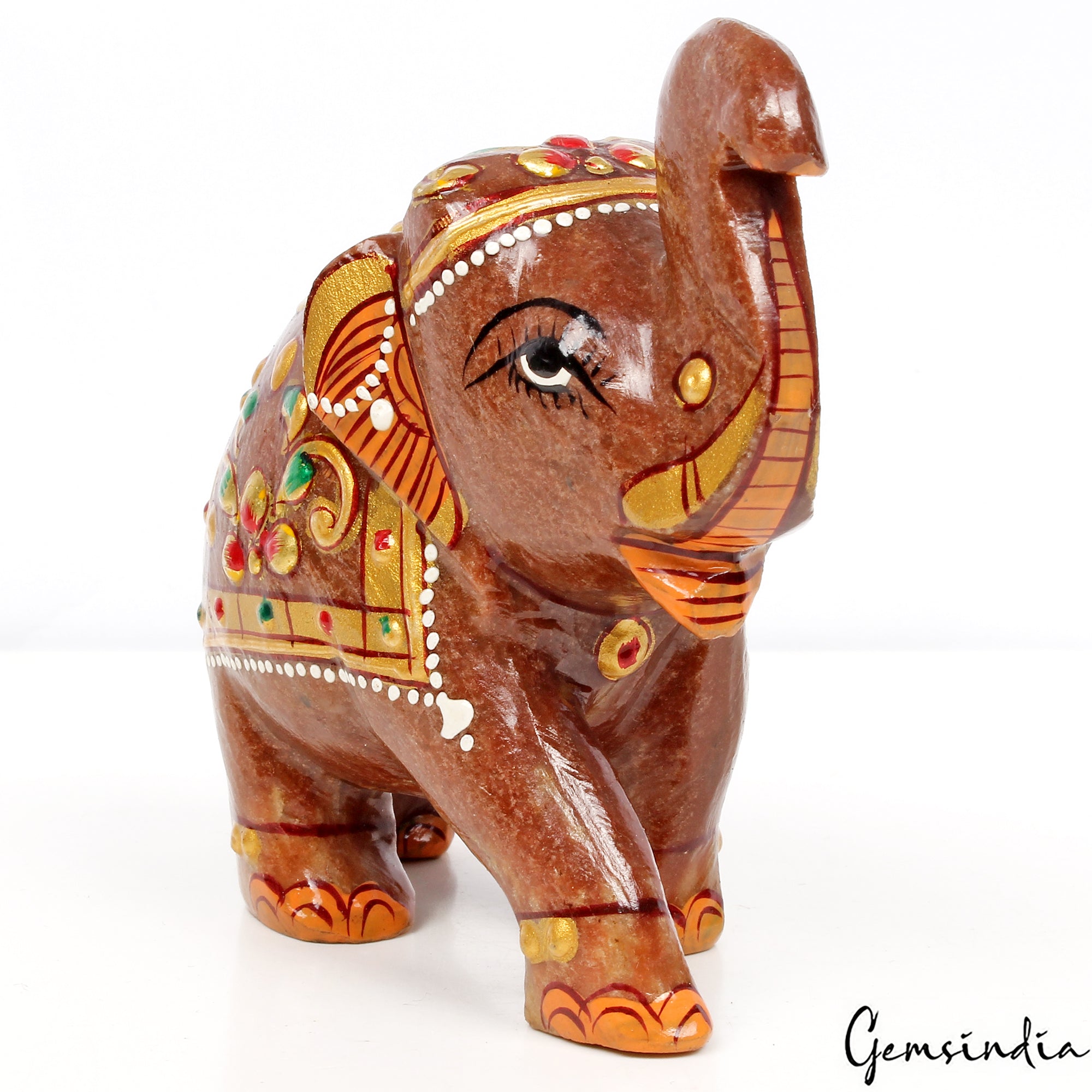 Natural Aventurine Trunk up Elephant 1730 Cts Handmade Sculpture for Home Decor