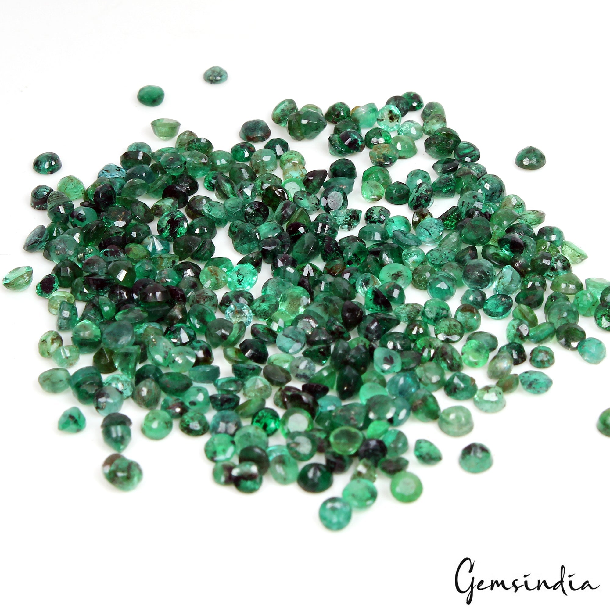 33.80Ct/355 Pcs Natural Untreated Colombian Emerald 2mm-3mm Round Cut Loose Gems