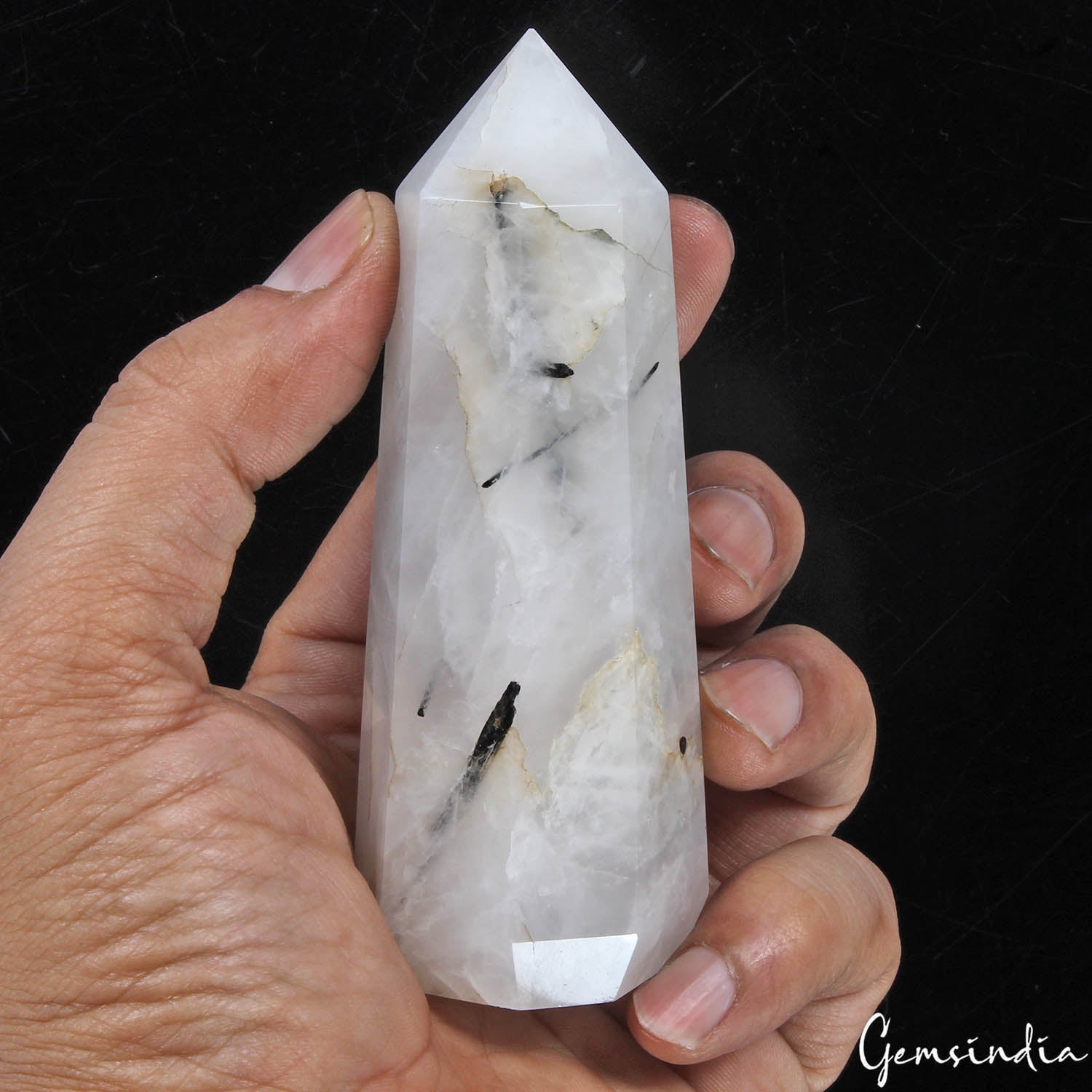 1180 Cts Natural Tourmaline in Rutilated Quartz Obelisk Tower Wand Point Healing
