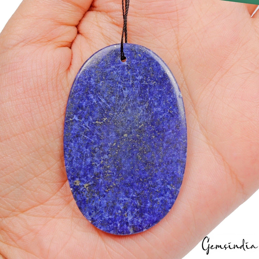 93.20 Cts Natural Blue Gold Pyrite Lapis Lazuli Oval Cab Drilled Briolette Gem