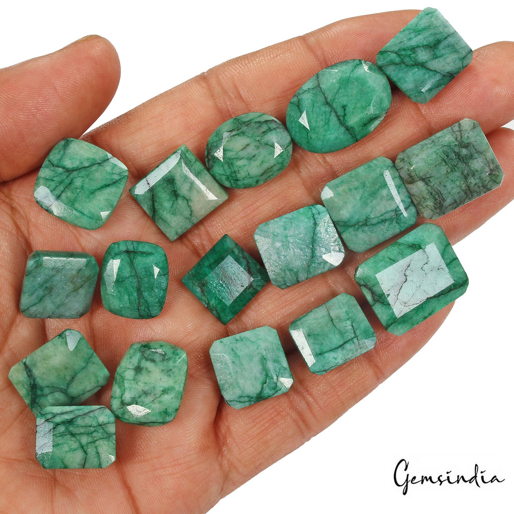 270 Cts/17 Pcs Natural Brazilian Green Emerald Mix Cut Loose Gem Lot For Jewelry