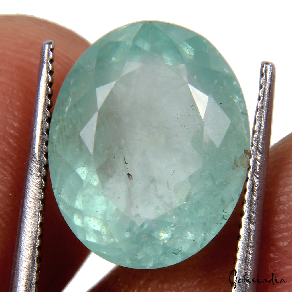 Certified 7.20Ct Green Santa Maria Aquamarine Gem From Brazil 100% Natural Color