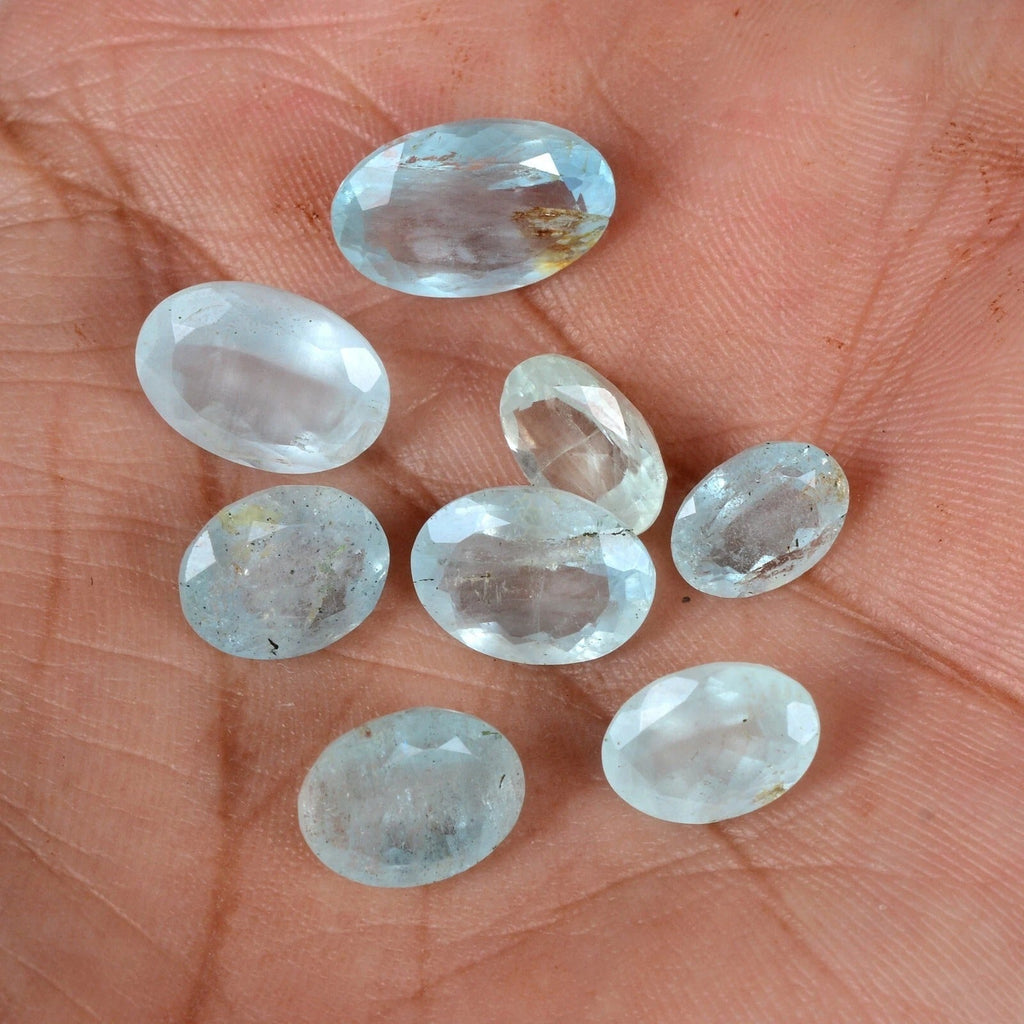 Certified 23.20 Ct/8 Pcs Natural Untreated Blue Aquamarine Oval Gems For Jewelry