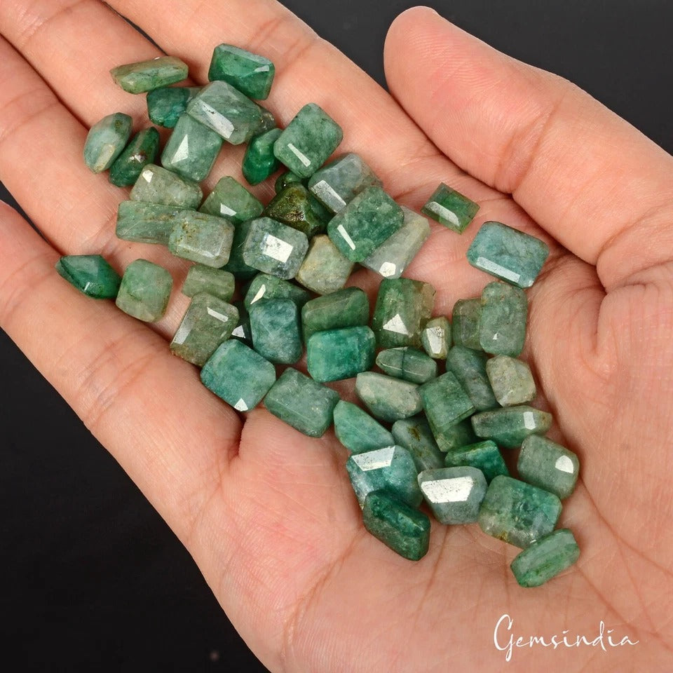 58 Pcs Natural Green Emerald Octagon Cut 6mm-11mm Loose Jewelry Gems From Brazil