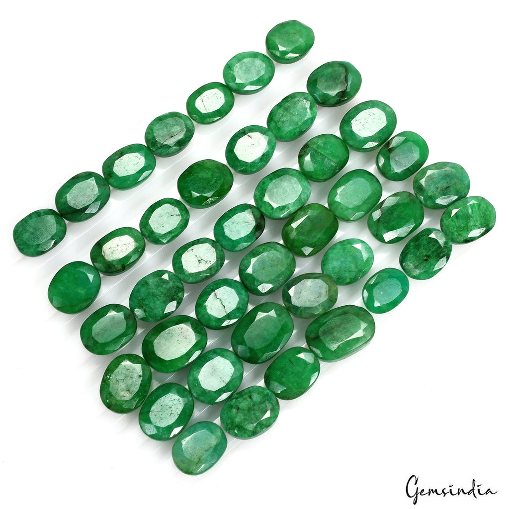 500 Ct Natural Finest Green Emerald Oval Cut Faceted Loose Wholesale Gems Lot 42