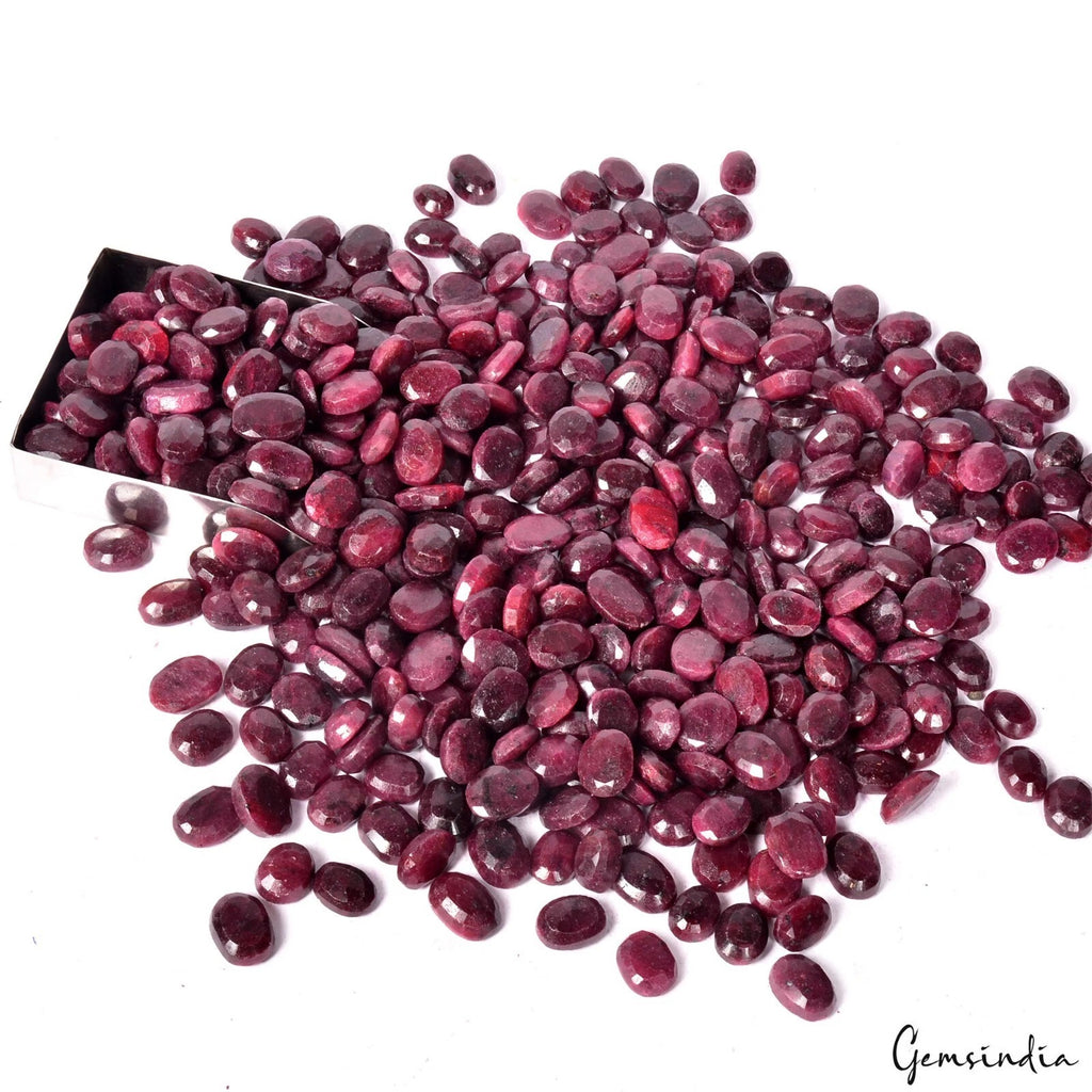 Ruby Lot, Loose Gemstone, Oval Cut, Color Enhanced — 452 Pieces, 14mm to 19mm, 7500 Ct (1.5 Kg), Madagascar