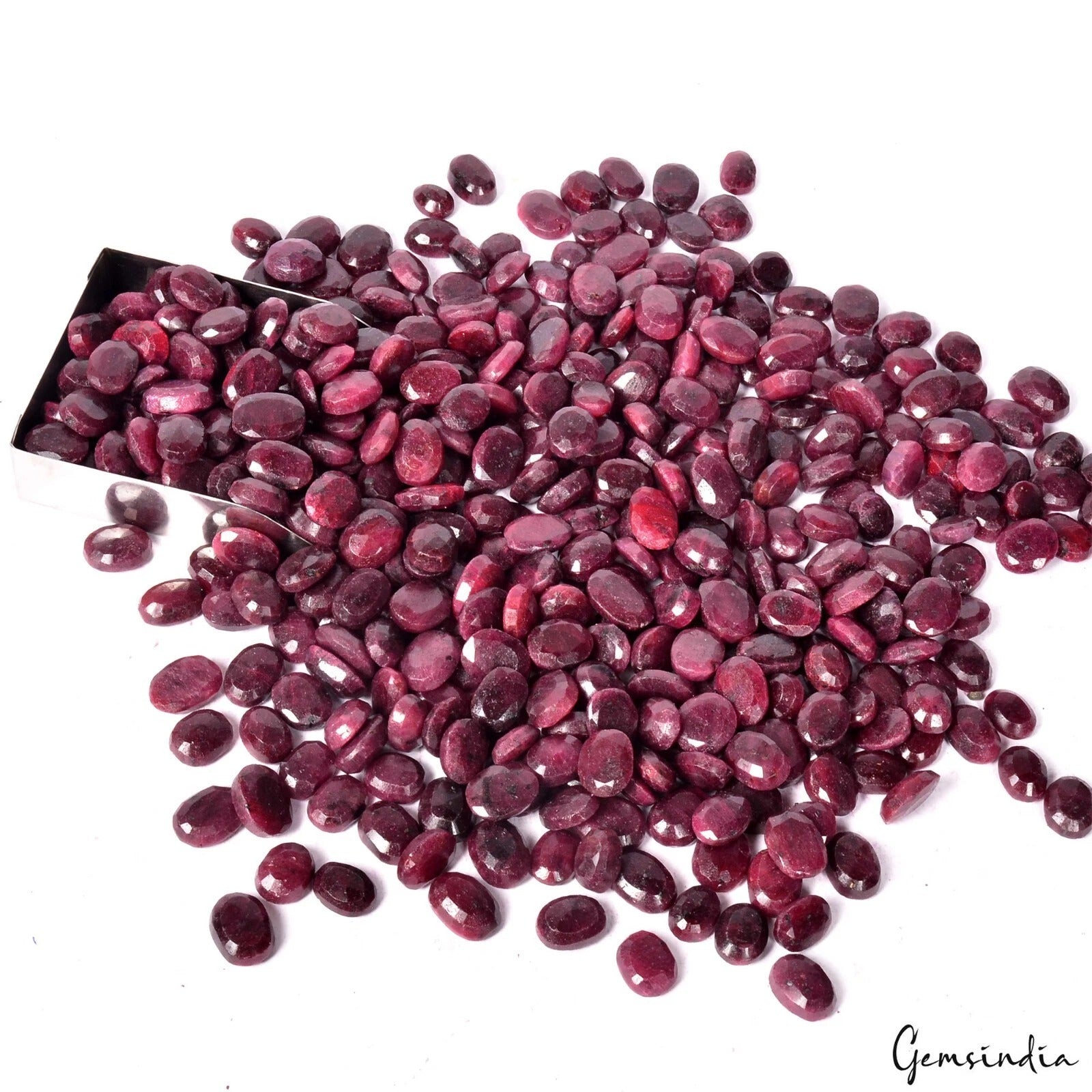 Ruby Lot, Loose Gemstone, Oval Cut, Color Enhanced — 452 Pieces, 14mm to 19mm, 7500 Ct (1.5 Kg), Madagascar
