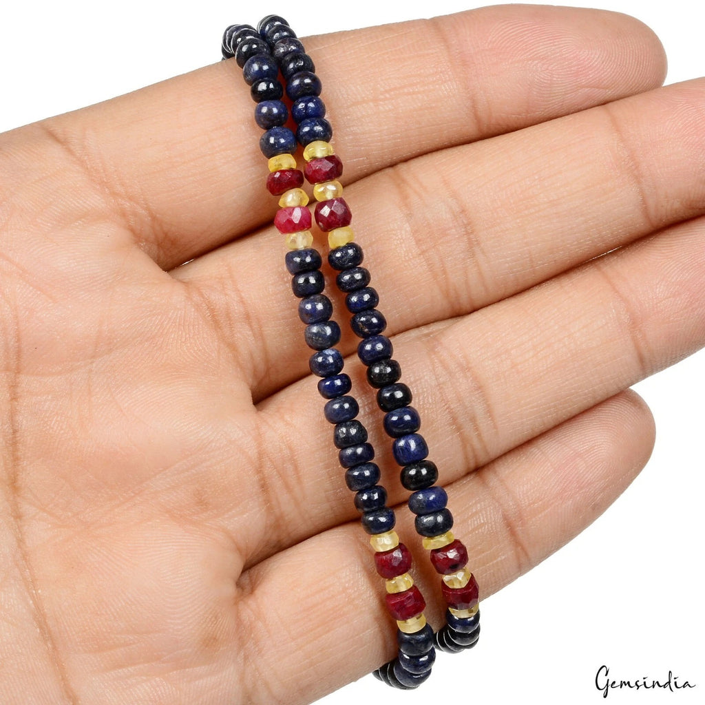 Blue Sapphire Bracelet, Color Enhanced, Red — 7.5 inch, 88.80 Ct, India