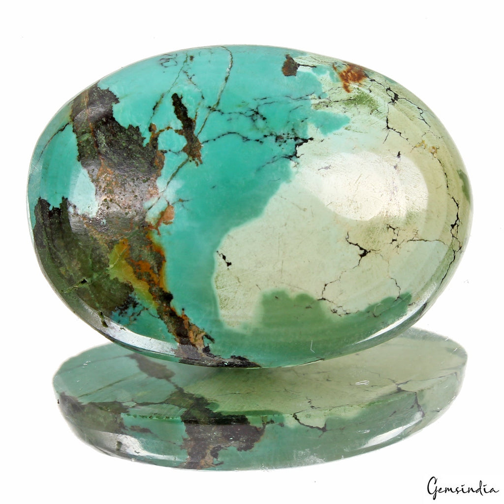 35.80 Cts Natural Bi-color Turquoise Oval Cabochon Loose Gemstone For Pendant