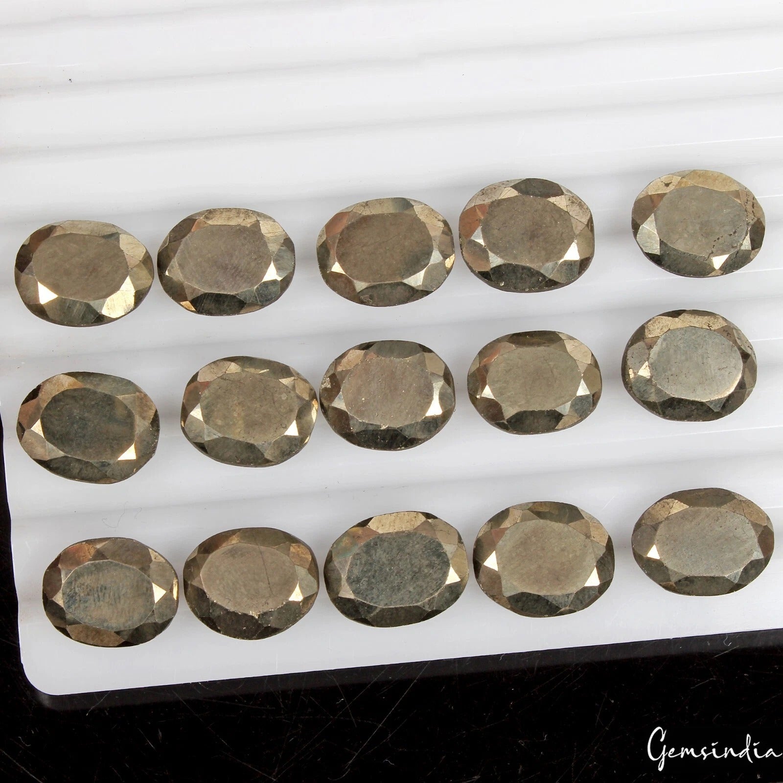 Pyrite Lot, Loose Gemstone, Untreated, Gold — 15 Pieces, 15x12mm, 220 Ct