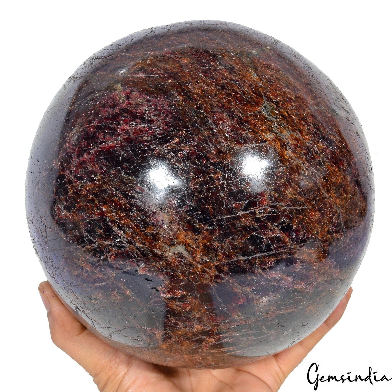 14.5 Kg Big Natural Garnet Gemstone Sphere Ball Crystal Reiki Healing Decor~7.6"